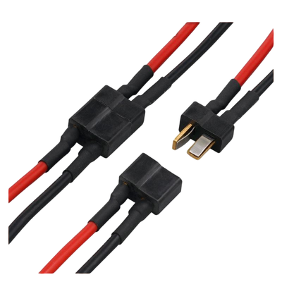 OEM Deans‑Style T‑Plug Y‑Splitter Cable Assembly, Male to 2‑Female T‑Connector Adapter Silicone Wire Harness for RC Drone, Big Order Wire Harness Factory