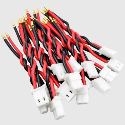 Bulk Order 2 Pin Twisted Wire Harness | White Connector with Gold Plated Banana Terminals for FPV