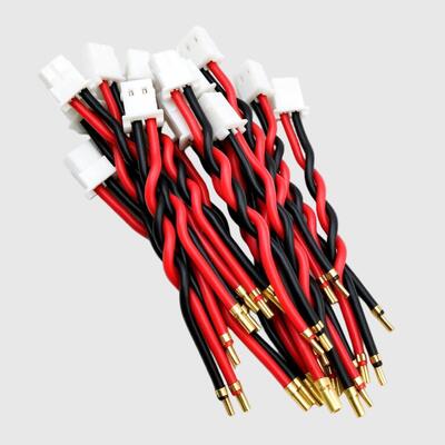 Bulk Order 2 Pin Twisted Wire Harness | White Connector with Gold Plated Banana Terminals for FPV