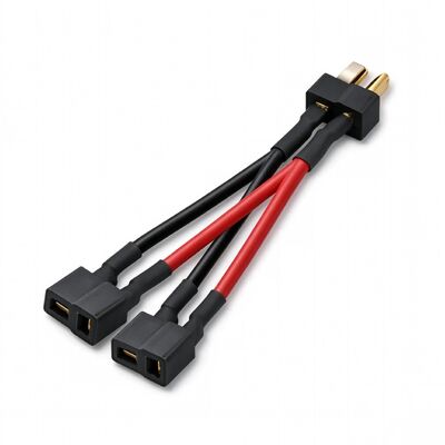 T Plug Y Splitter Wire Harness | 1 Male to 2 Female Deans T Connector RC Lipo Battery Adapter Cable