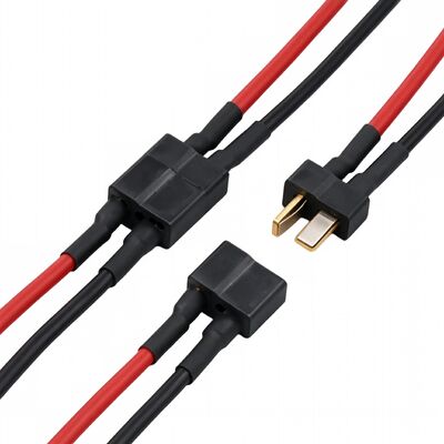 T Plug Y Splitter Wire Harness | 1 Male to 2 Female Deans T Connector RC Lipo Battery Adapter Cable