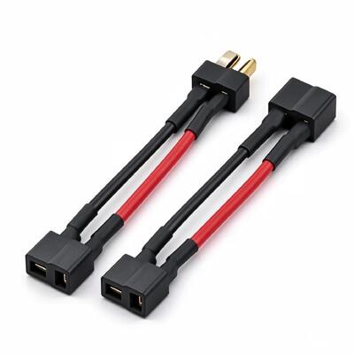 T Plug Y Splitter Wire Harness | 1 Male to 2 Female Deans T Connector RC Lipo Battery Adapter Cable