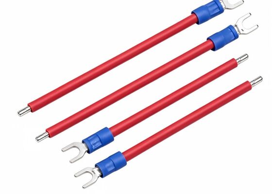 Custom Double End Spade Fork Terminal with Red Blue Insulated Jumper Wire Harness for Battery